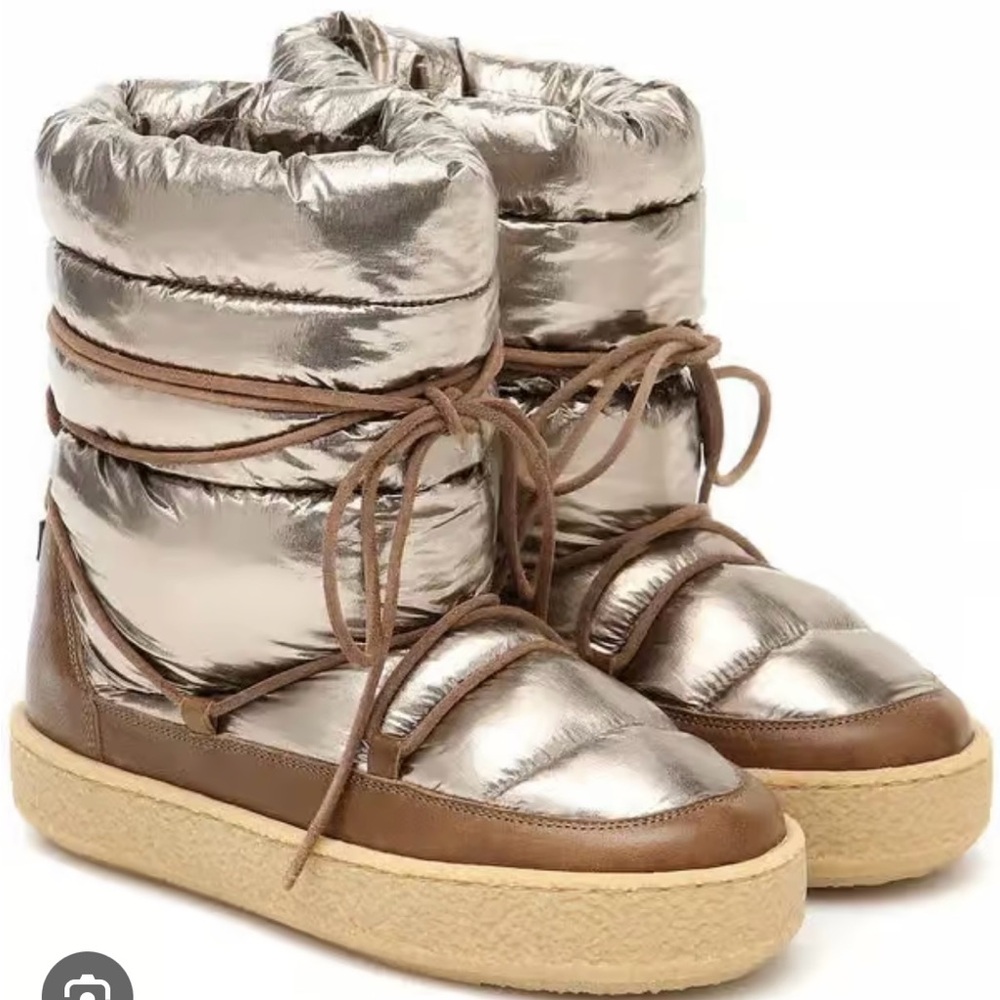 ZIMLEE ISABEL MARANT SNOW BOOT Silver and Brown Puffer Boots